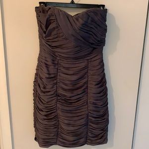 Gray ruched strapless dress